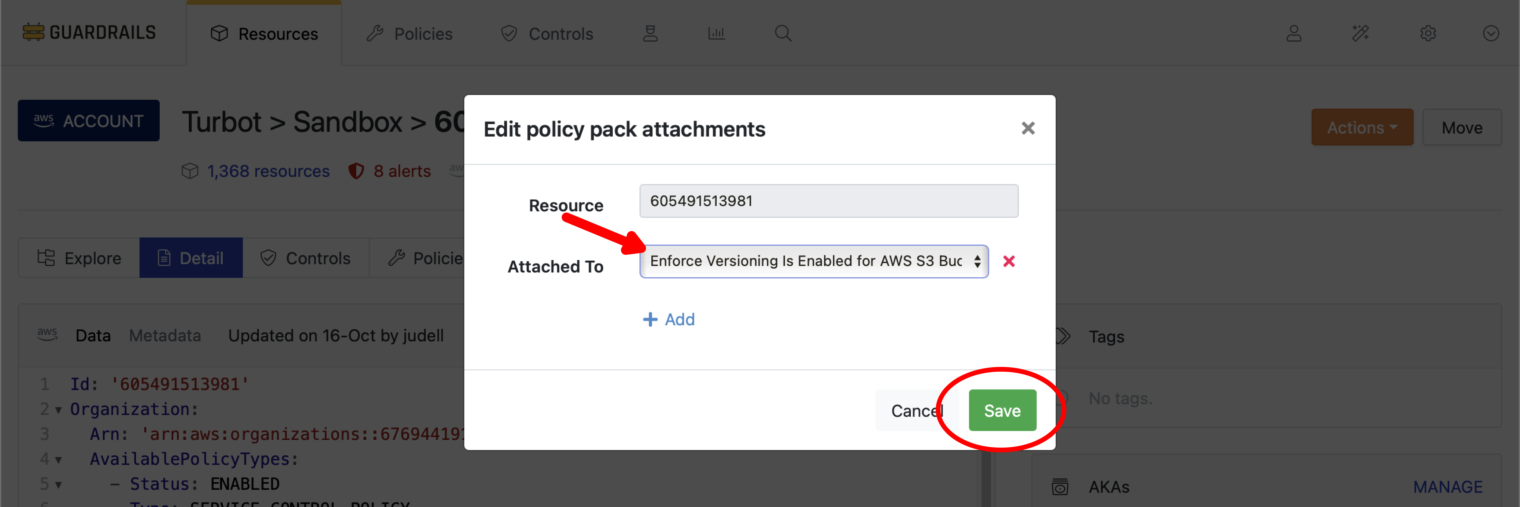 aws-edit-attachments-select-enforce-versioning