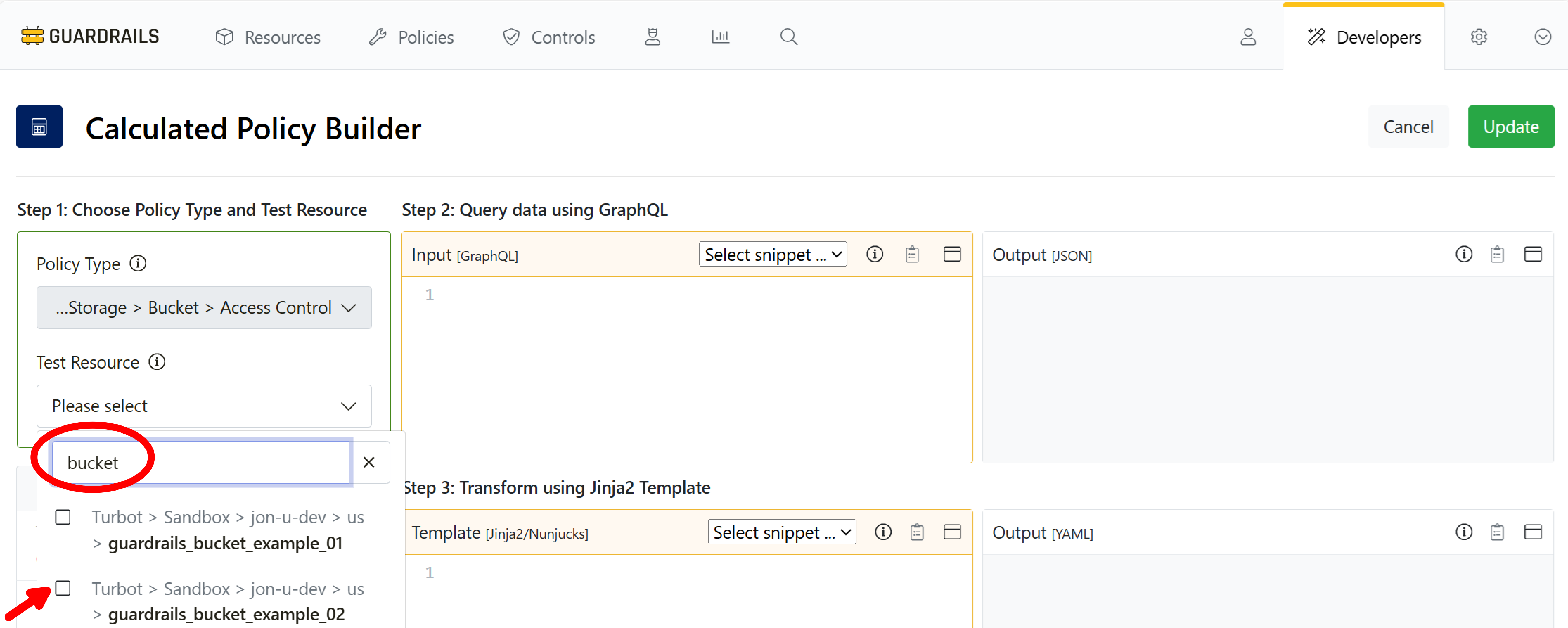 choose test resource