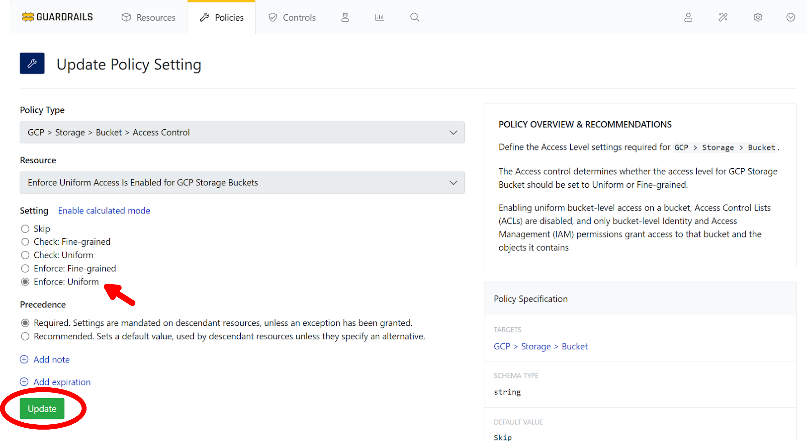 gcp-update-policy-setting