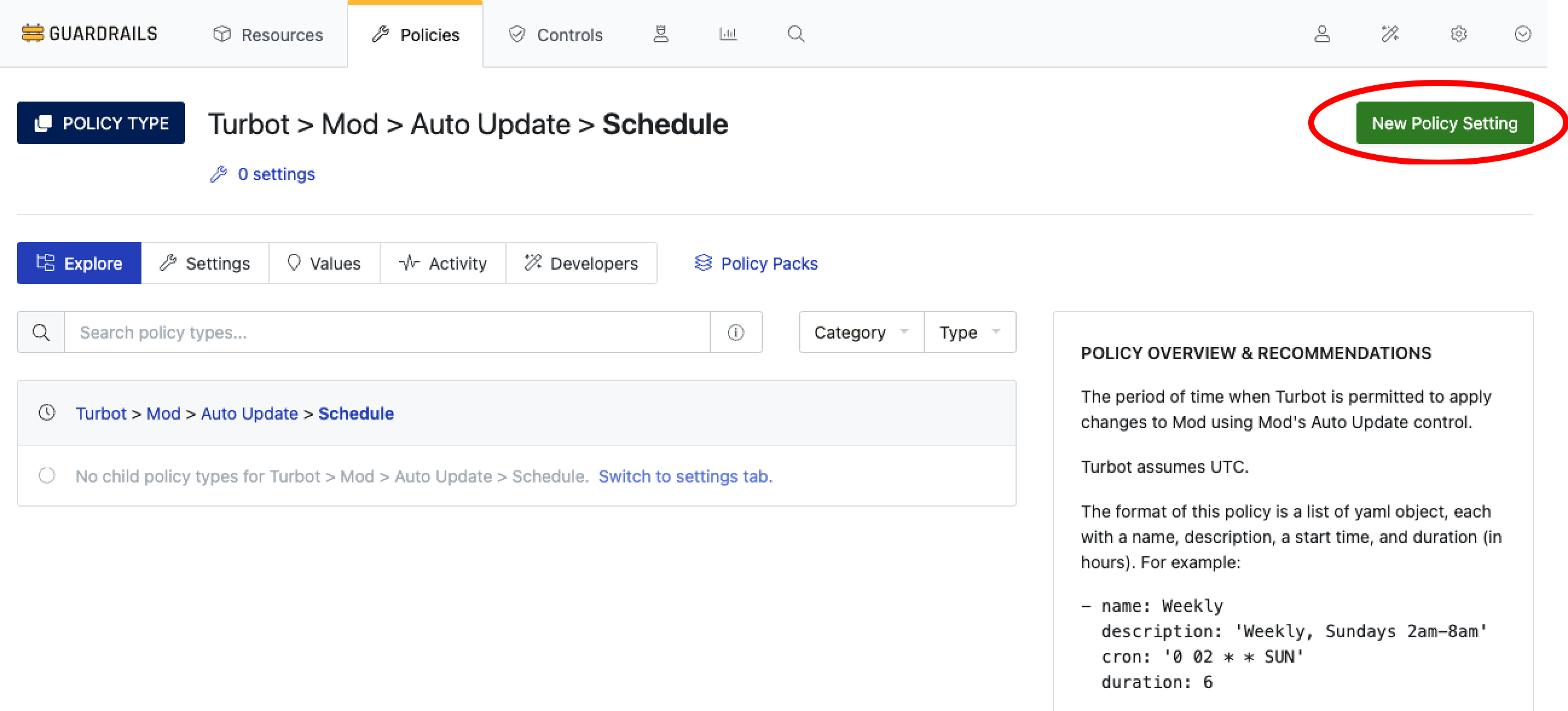Create Schedule Policy