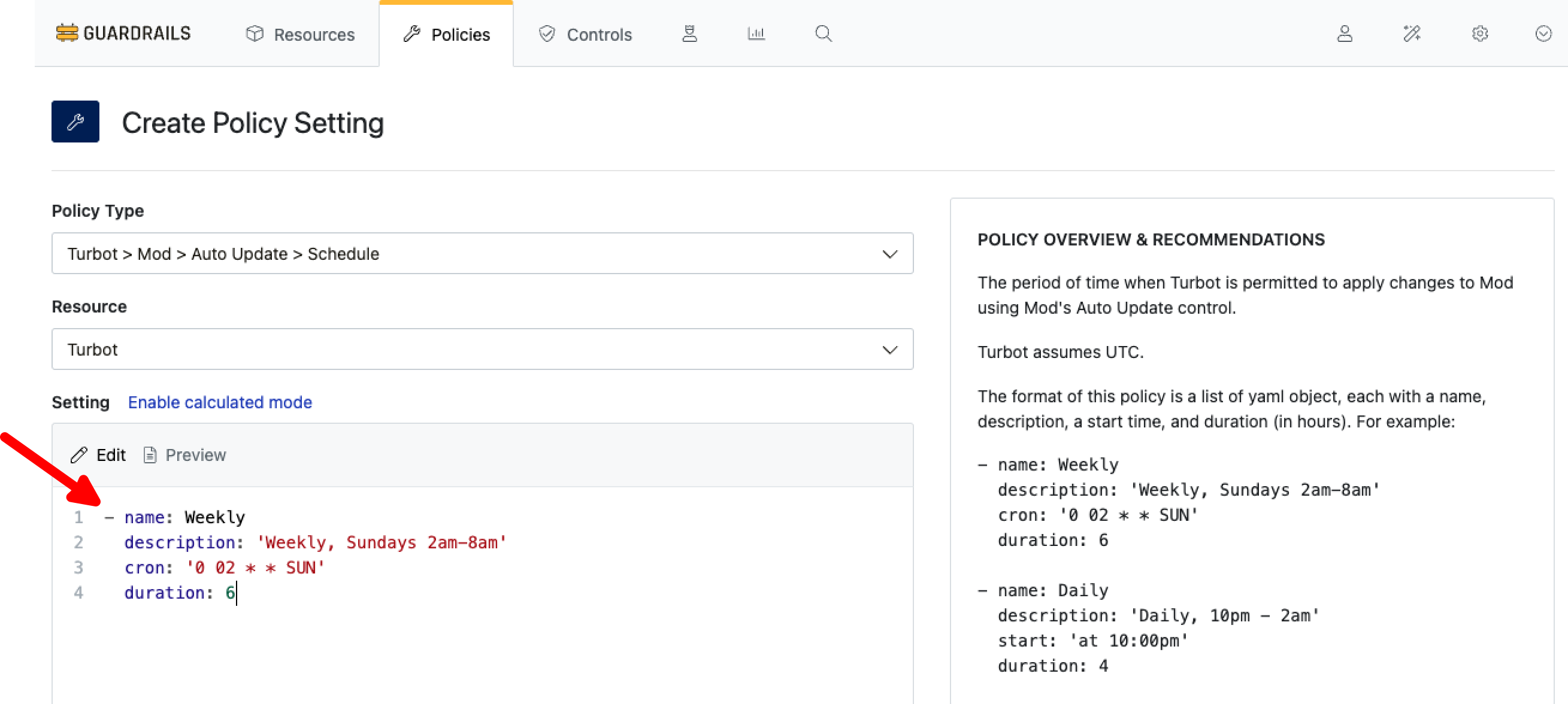 Schedule Policy Value