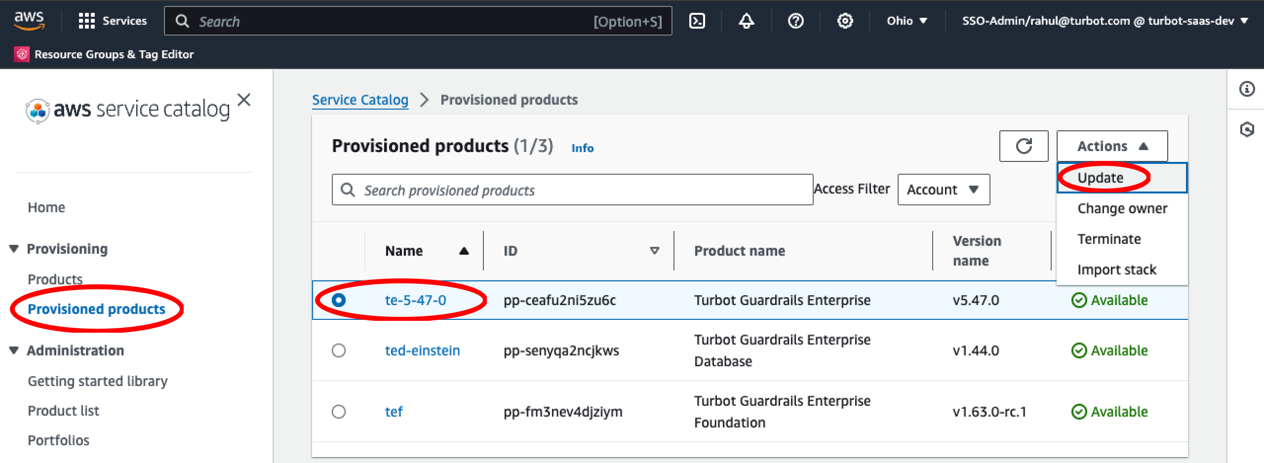 Service Catalog TE Update