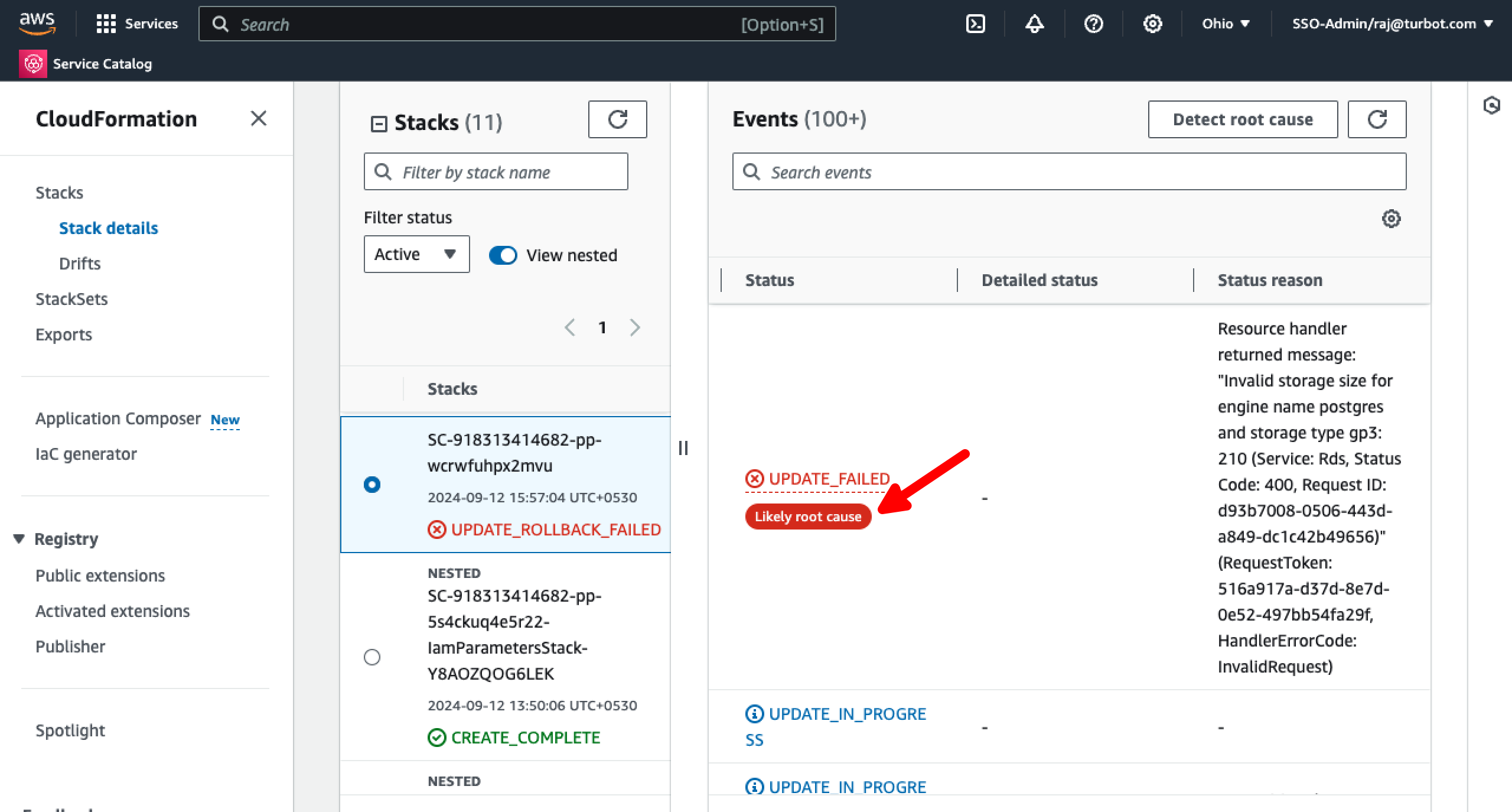 CFN Stack Root Cause Details