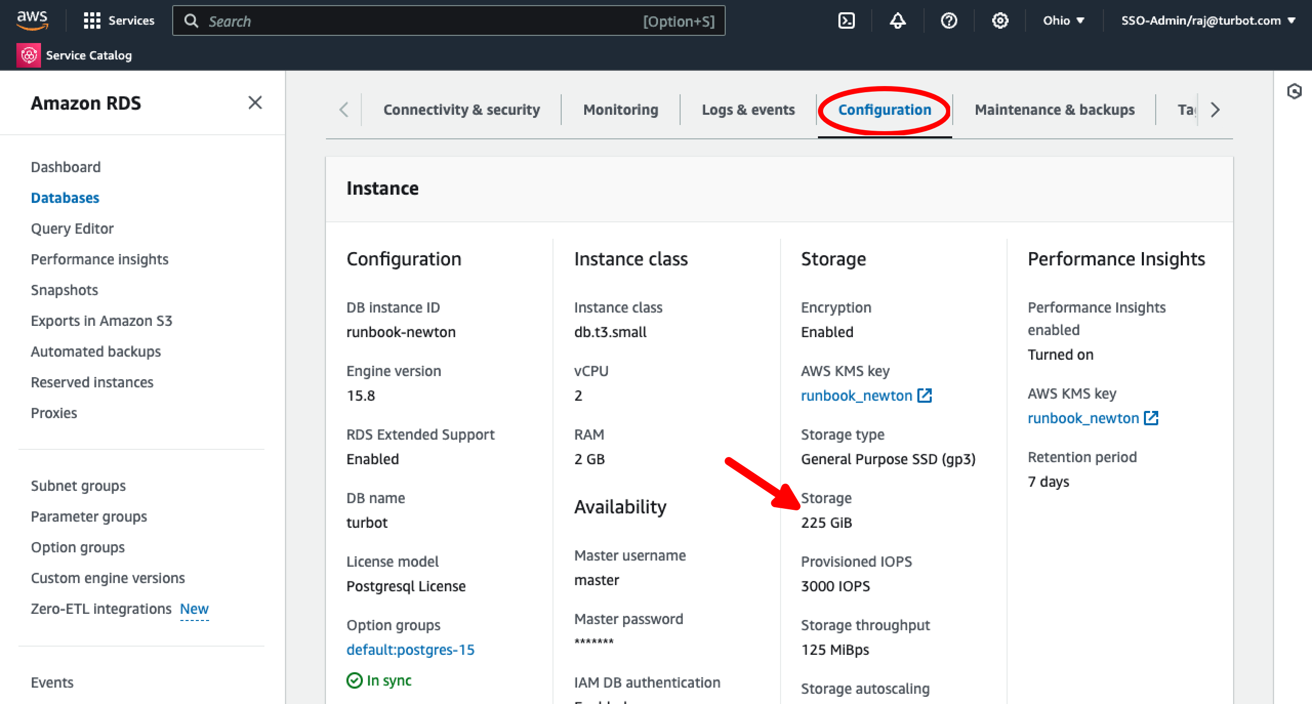 TED RDS Instance Configuration