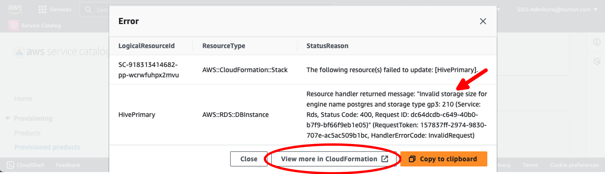 Status Reason Storage Mismatch