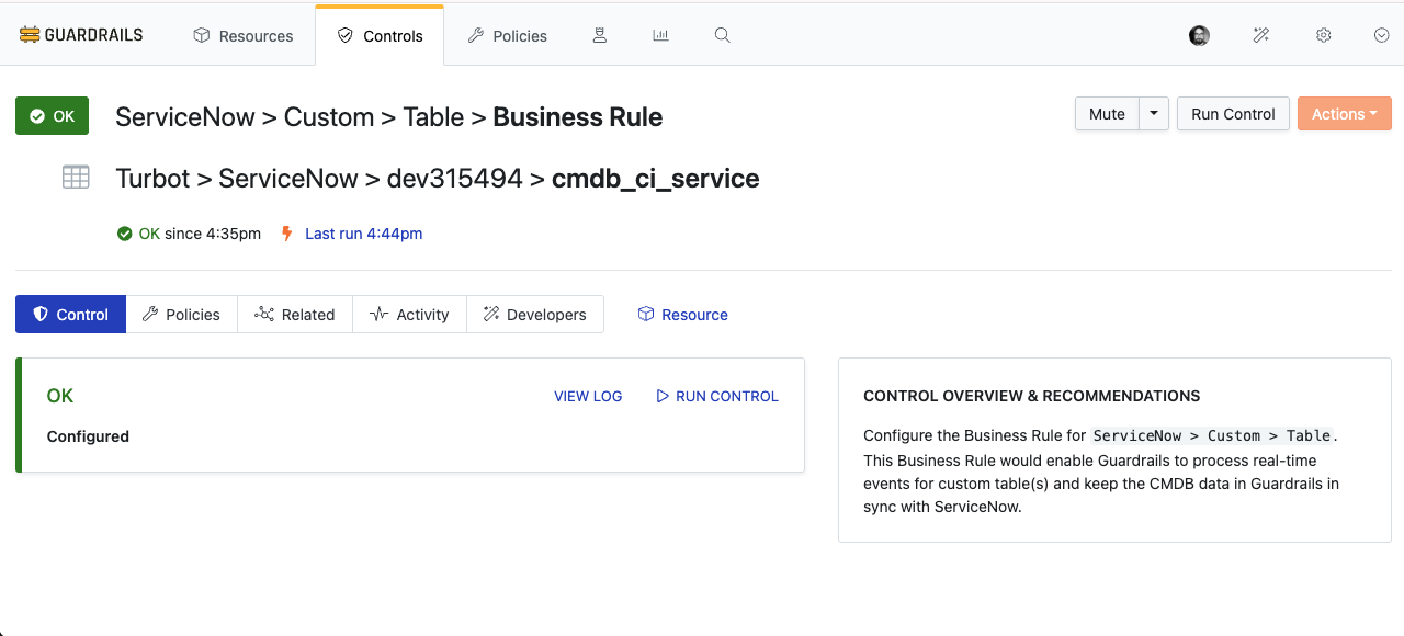 ServiceNow Business Rule Setting