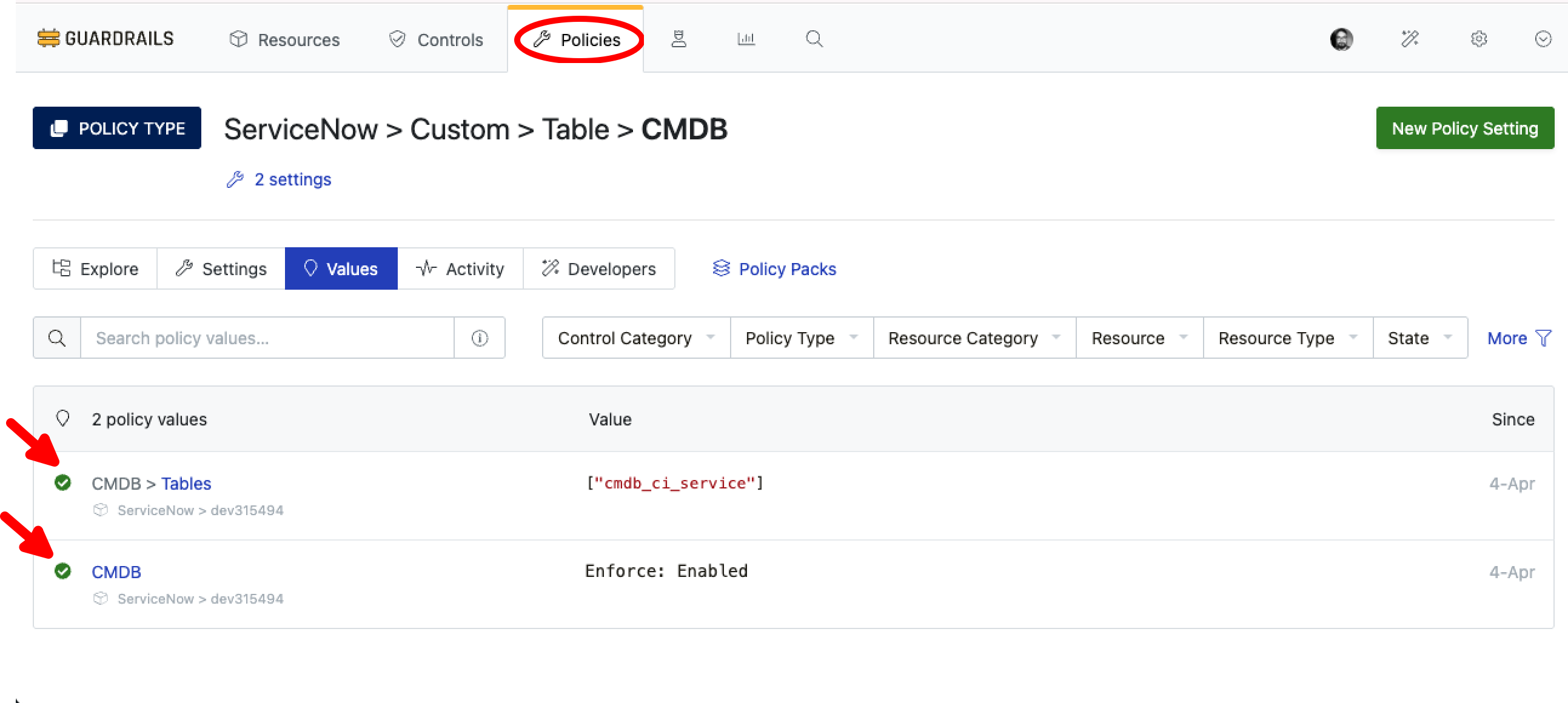 ServiceNow Discovery Policy Settings