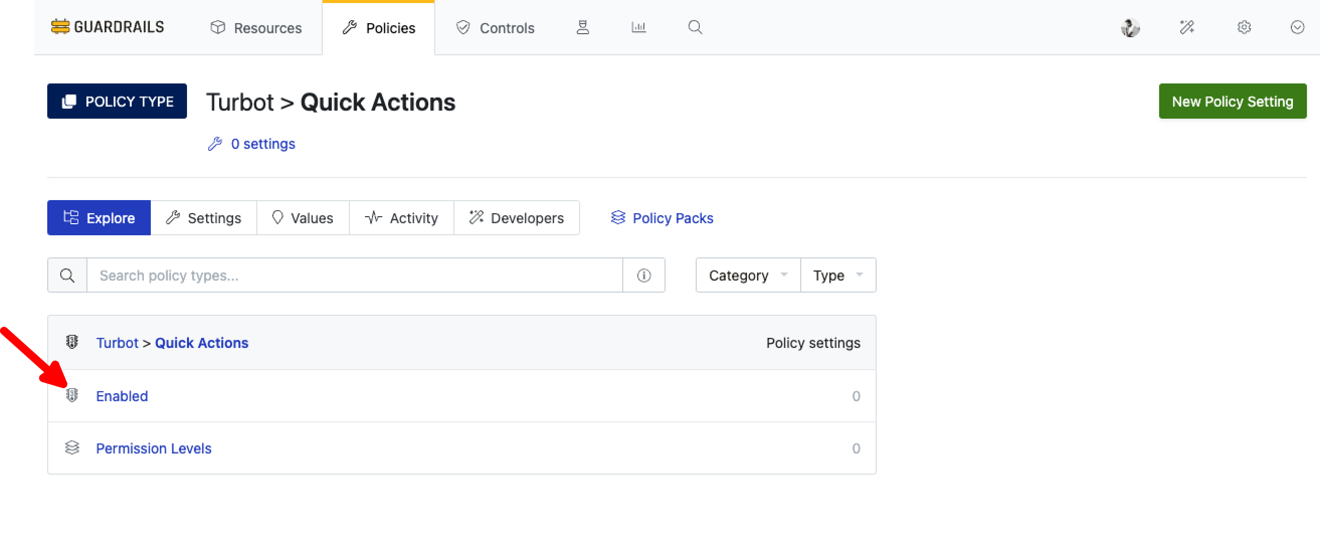 Select Enabled Policy