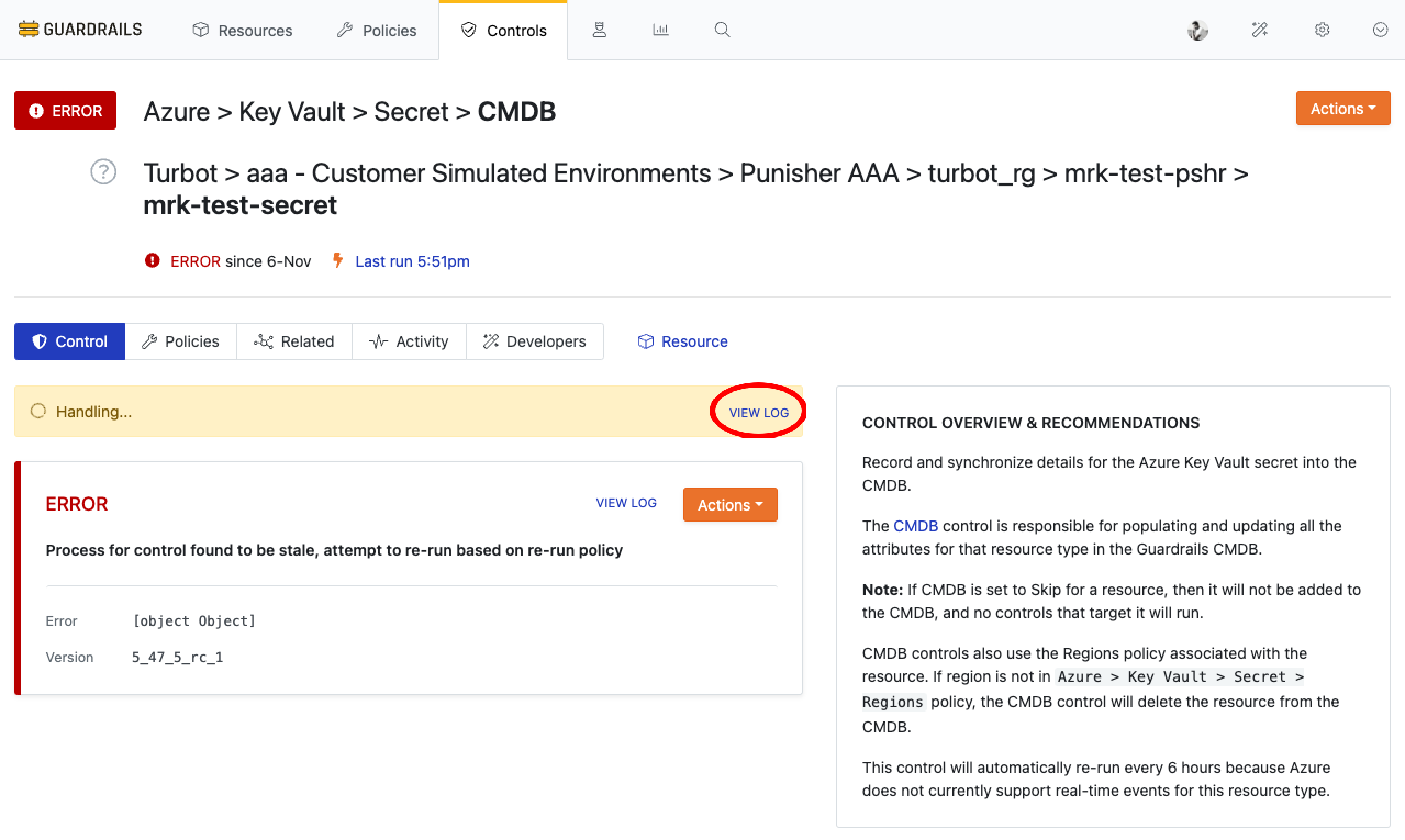 Navigate to Control Page